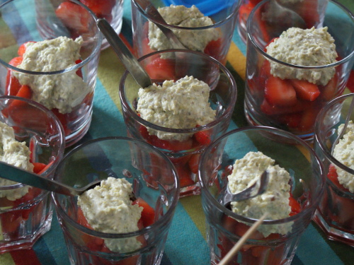Strawberry and elderflower salad with pistachio yoghurt