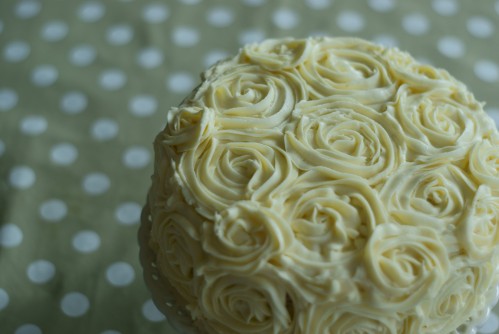 White chocolate and hazelnut rose cake